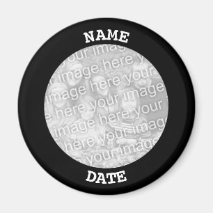 Schwarze personalisierte runde Fotobordüre Magnet