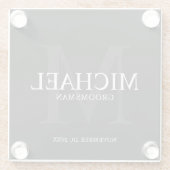 Schwarze Personalisierte Trauzeugen Glasuntersetzer (Rückseite)