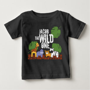 Schwarze Personalisierte WILL ONE Safari Erster Ge Baby T-shirt