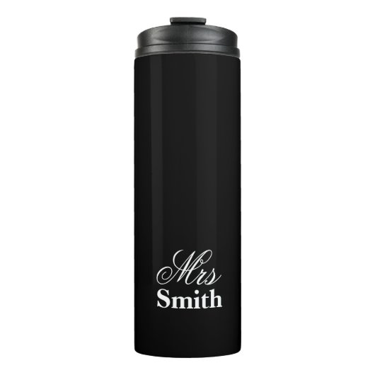 Schwarze Personlized Text-Frau Name Thermosbecher (Vorderseite)