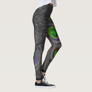 Schwarze Pfau-Leggings mit Farbe Leggings