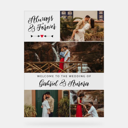 Schwarze Pfeile Foto Collage immer für immer Willk Acrylschild (Vorderseite)