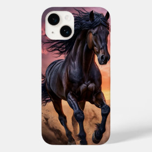 Schwarze Pferde-Ästhetik Stilvolles Tier Kunst Case-Mate iPhone 14 Hülle