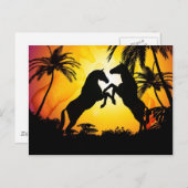 Schwarze Pferde Postkarte (Vorne/Hinten)