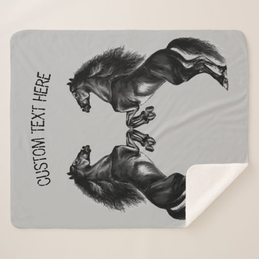 Schwarze Pferde Sherpa Blanka mit benutzerdefinier Sherpadecke (Vorderseite (Horizontal))