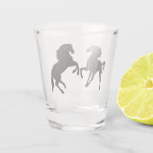 Schwarze Pferde - Silhouette - Zeichnend Schnapsglas (Rückseite)