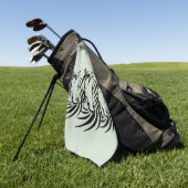 Schwarze Pferdeköpfe auf Grün Golfhandtuch (Gras)