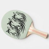 Schwarze Pferdeköpfe auf Grün Tischtennis Schläger (Seitenansicht)