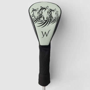 Schwarze Pferdeköpfe auf grüner Basis Golf Headcover
