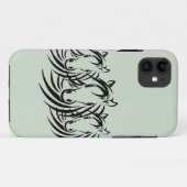 Schwarze Pferdeköpfe grün Case-Mate iPhone Hülle (Rückseite (Horizontal))