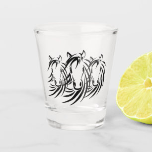 Schwarze Pferdeköpfe Schnapsglas