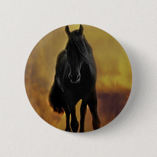 Schwarze PferdeSilhouette Button