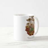 Schwarze Pfifferlings-Pilz-Kaffee-Tasse Kaffeetasse (VorderseiteRechts)