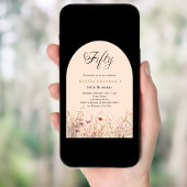 Schwarze Pfirsichfloralen Wildblume 50. Geburtstag Einladung