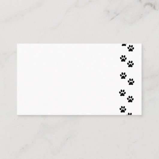 Schwarze Pfoten, Hundehaufen, Hundewalker, Pet Sho Visitenkarte (Rückseite)