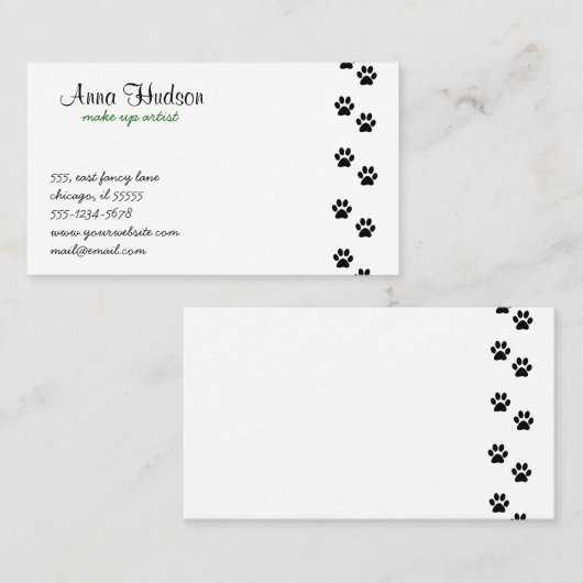 Schwarze Pfoten, Hundehaufen, Hundewalker, Pet Sho Visitenkarte (Vorne/Hinten)