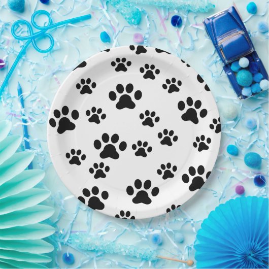 Schwarze Pfoten Pappteller (Party)