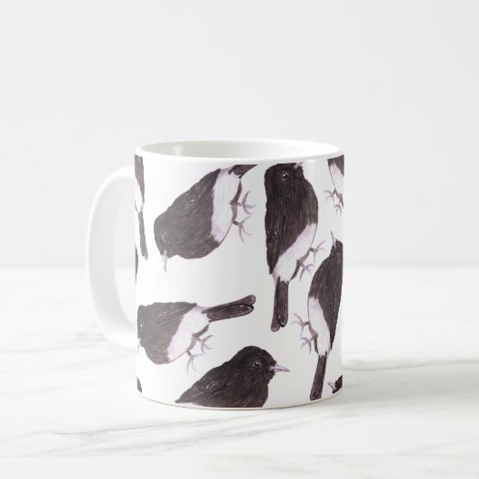 Schwarze phoebe Aquarellvögel Kaffeetasse (Vorderseite Links)