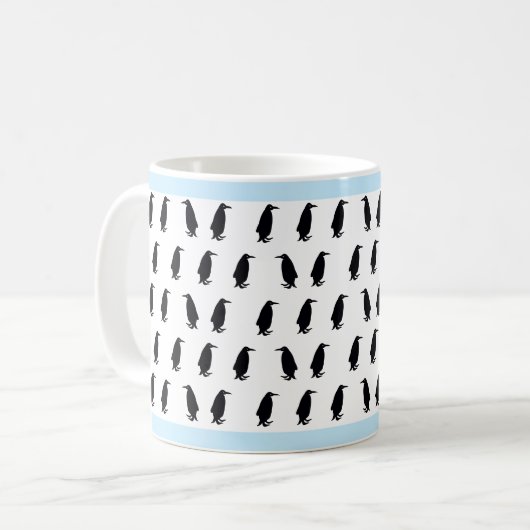 Schwarze Pinguine Kaffeetasse (Vorderseite Links)