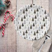 Schwarze Pinienbäume, handgezogen Pappteller