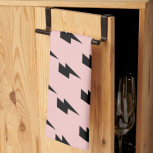Schwarze Pink-Blitz-Y2K-Indie-Bold-Dekoration Geschirrtuch