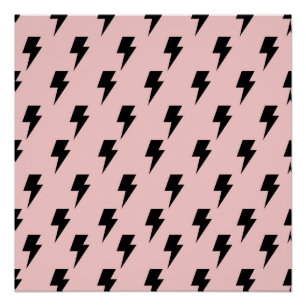 Schwarze Pink-Blitz-Y2K-Indie-Wanddekoration in Fe Poster