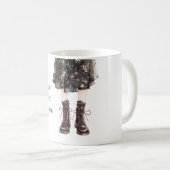 Schwarze Pink Blumen Rock Stiefel Kaffeetasse (VorderseiteRechts)