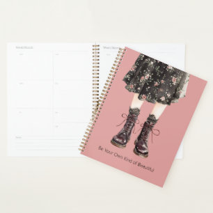 Schwarze Pink Blumen Rock Stiefel Planer