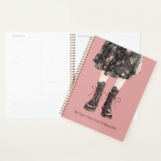 Schwarze Pink Blumen Rock Stiefel Planer (Anzeige)