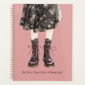 Schwarze Pink Blumen Rock Stiefel Planer (Vorderseite)