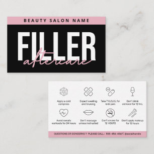 Schwarze Pink Glam Filler Nachsorge Anleitung Visitenkarte