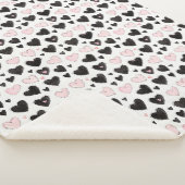 Schwarze Pink Herzen Sherpadecke (3/4)