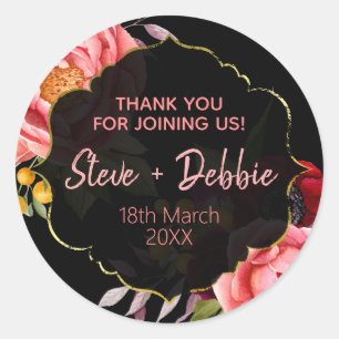 Schwarze Pink Hochzeit Danke Lippenbalsam Soja-Ker Runder Aufkleber