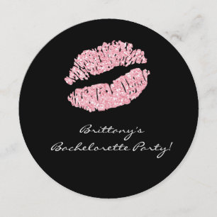 Schwarze Pinke Lippen Küssen Junggesellinnenabschi Einladung