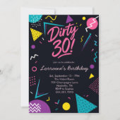 Schwarze Pinke Retro 30 Einladung (Vorderseite)