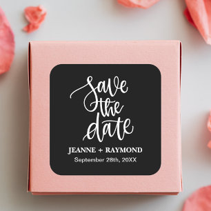 Schwarze Pinsel Schrift Individualisierte Hochzeit Quadratischer Aufkleber