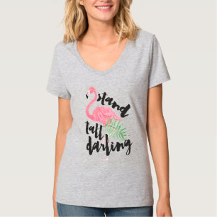 Schwarze Pinsel-Typografie steh aufrecht rosa Flam T-Shirt