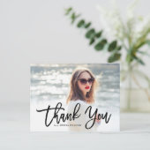 Schwarze Pinselkalligrafie | Abschluss Vielen Dank Postkarte (Stehend Vorderseite)