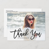 Schwarze Pinselkalligrafie | Abschluss Vielen Dank Postkarte (Vorne/Hinten)