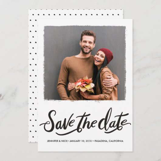 Schwarze Pinselstriche für die Hochzeit speichern  Save The Date (Vorne/Hinten)