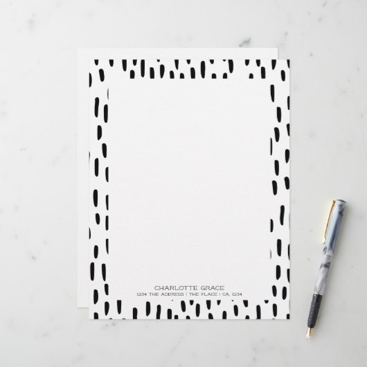 Schwarze Pinselstriche Personalisiert Briefbogen (Vorderseite/Rückseite Beispiel)