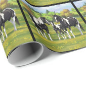 Schwarze Pinto Farbe Quarter Pferde im Sommer Weid Geschenkpapier (Rolleneckpunkt)