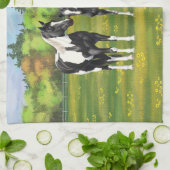 Schwarze Pinto Farbe Quarter Pferde im Sommer Weid Geschirrtuch (Gefaltet)