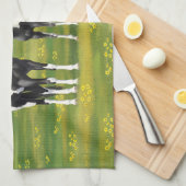 Schwarze Pinto Farbe Quarter Pferde im Sommer Weid Geschirrtuch (Viertel Falte)