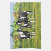 Schwarze Pinto Farbe Quarter Pferde im Sommer Weid Geschirrtuch (Vertikal)