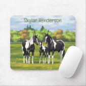 Schwarze Pinto Farbe Quarter Pferde im Sommer Weid Mousepad (Mit Mouse)