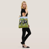 Schwarze Pinto Farbe Quarter Pferde im Sommer Weid Tasche (Am Model)