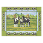 Schwarze Pinto Farbe Quarter Pferde im Sommer Weid Tischdecke (Vorderseite (Horizontal))