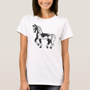 Schwarze Pinto-Trabpferd-Cartoon-Illustration T-Shirt