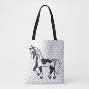 Schwarze Pinto-Trabpferd-Cartoon-Illustration Tasche